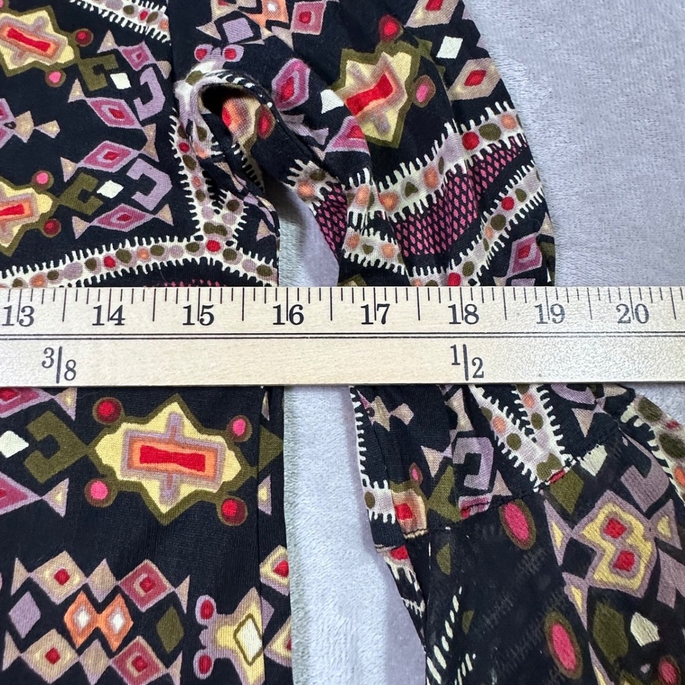 Patrons of Peace Boho Bell Sleeve Geometric Print Mini Dress Small Crochet Trim - Picture 4 of 7